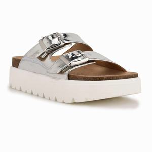 Nine West Simplee Platform Slides - Silver - Ireland (PR8492705)